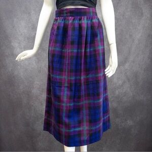 Purple Plaid Midi Skirt - Women's Classic A-Line, waist ~29”